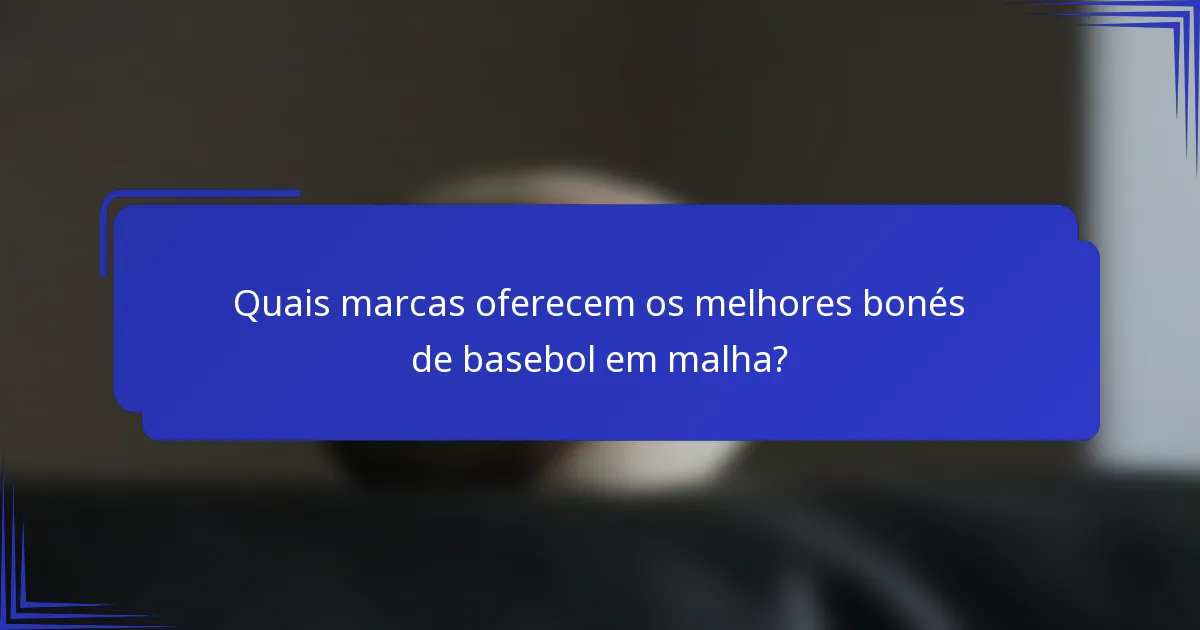 Quais marcas oferecem os melhores bonés de basebol em malha?
